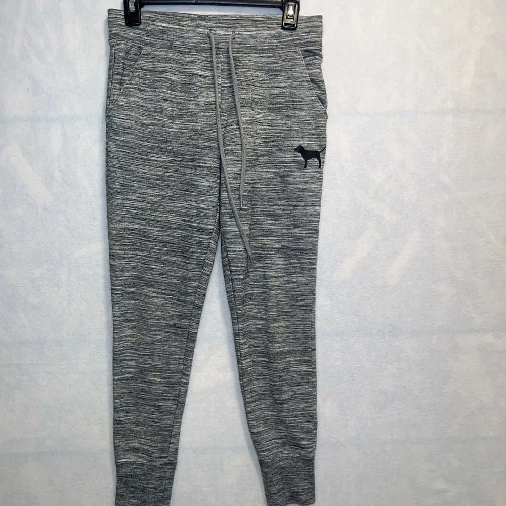 Victoria's Secret Pink Marled‎ Tropical Palm Logo Sweat Pants Gray Small (S)